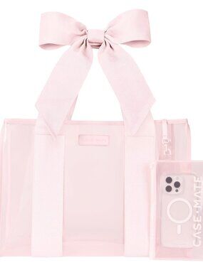 Case-Mate Pink Bow Jelly Tote Bag Waterproof Beach Travel Gym Coquette NWT